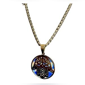 FASHION JEWELRY BOX CHAIN HAMSA NECKLACE SILVER PLATED STAINLESS STEEL WOMENS